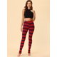 thumbnail image 2 of Allegra K Las polainas del traje de la Navidad de las mujeres imprimieron los pantalones del estribo de la yoga de la cintura elástica de la cintura alta Raya roja azul marino S, 2 of 5