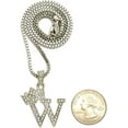 thumbnail image 2 of Icemond Rhinestone Studded Crown Small Initial Alphabet Letter Pendant Necklace 24" Box Chain Necklace in Gold Tone or Silver Tone, 2 of 4