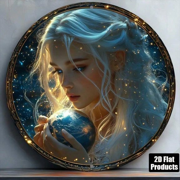 HELLOYOUNG Lunar Goddess Metal Wall Art 8x8, Retro Vintage Aluminum Decor for Bar Kitchen Office, Unique Festival Gift Wall Hanging