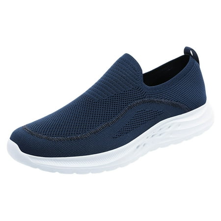 

Ediodpoh Men Sports Shoes Fashionable New Pattern Simple Solid Color Lightweight Flat Bottom Comfortable on Casual Shoes Sneakers for Men Dark Blue 10.5
