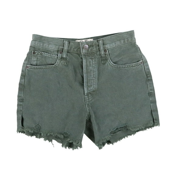 Free People Women's Makai Cutoff Denim Shorts Olive 25