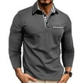 thumbnail image 2 of CharmCyan Men's Long Sleeve Polo Shirt with Plaid Collar and Chest Pocket Casual Slim Fit Pullover for Everyday Wear Gray M, 2 of 2