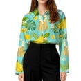 thumbnail image 4 of Hawaiian Womens Shirt Floral Long Sleeve Button Down Shirt Soft Cool Summer Hawaii Shirts, 4 of 5