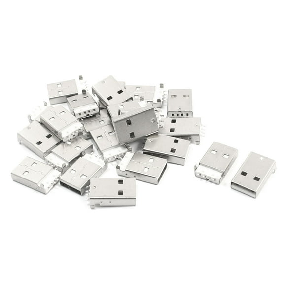 25Pcs Male USB Receptacle Type A Connector PCB Vertical Mount Socket