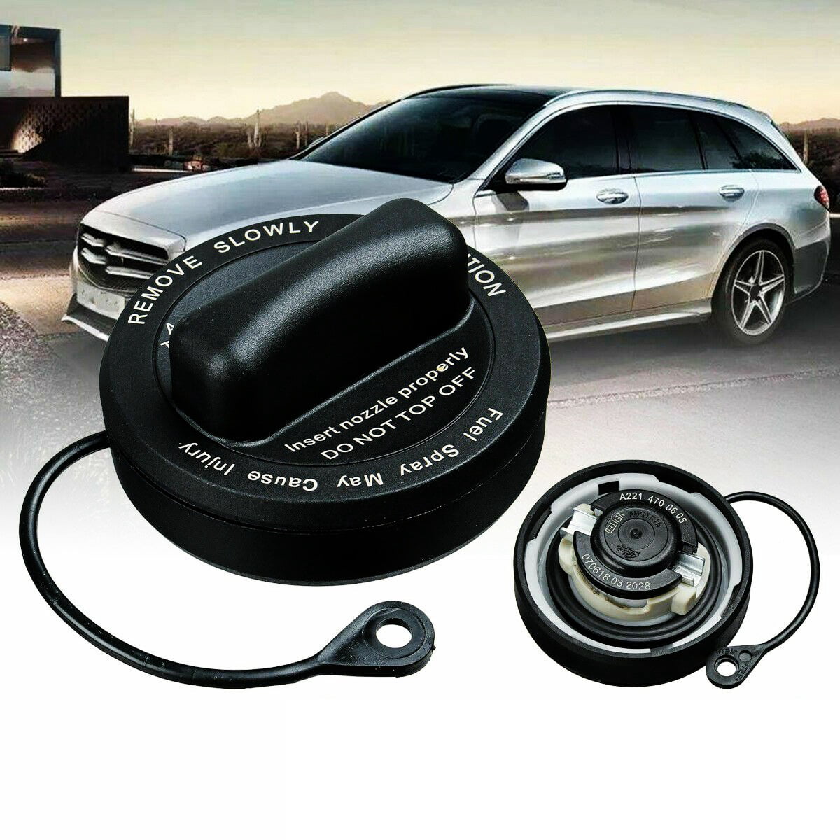 Black Fuel Tank Gas Filler Cap For Mercedes-Benz Replace Part Number:2214700605 