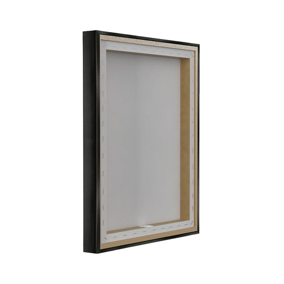 Stupell Industries Leopard Print Perfume Bottle Glam White Spring Florals Jet Black Framed Floating Canvas Wall Art, 16x20, by Carol Robinson