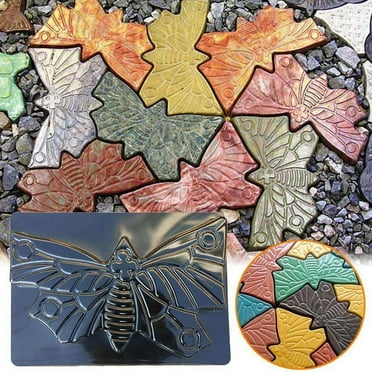 Path Maker Butterfly Stepping Stone Mold Concrete Cement Brick Mould for Park Garden Black Patio