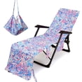 thumbnail image 2 of Recliner Chair Covers for Reclining Chair Beach Chair Cover Printed Beach Towel Polyester Cotton Lounge Chair Towel Recliner Chair Covers with Pockets Beach Chair Covers with Pockets, 2 of 9
