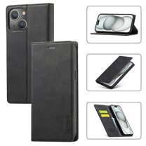 LC.IMEEKE Leather For iPhone 15 Plus Case, Flip Wallet Leather Case with Card Holder Magnetic Closure Shockproof Kickstand Protective Phone Cases Cover For iPhone 15 Plus,Black,For iPhone 15 Plus