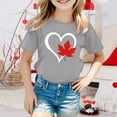 thumbnail image 2 of MIXUE Toddler Girls Tops & T-Shirts Kids Children Canada Print Short Sleeve Crewneck Casual Fit Basic Tops Pullover Tshirts Outwear,Gray,6-7 Years, 2 of 4