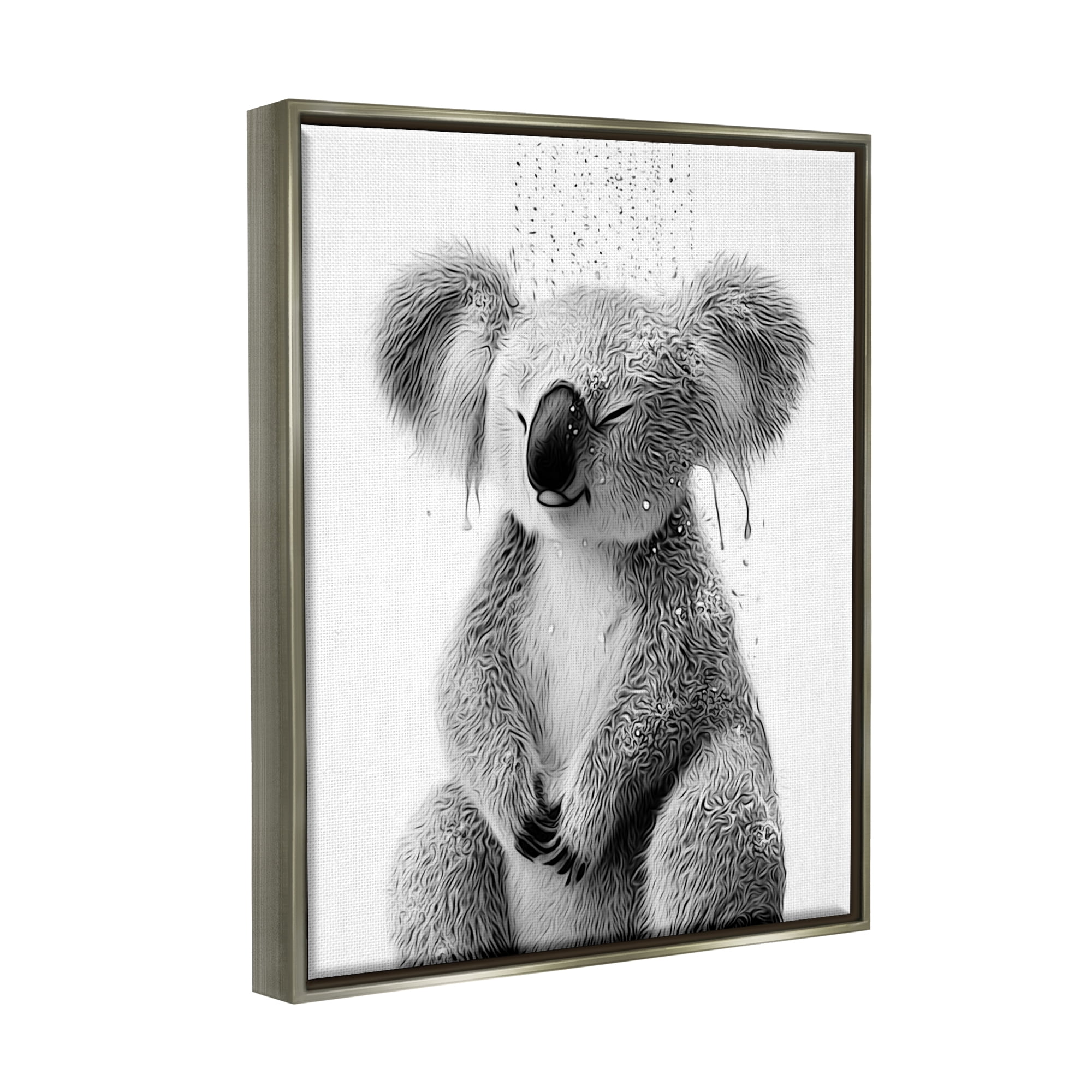 Stupell Industries Koala Bathroom Splash Animals & Insects Painting Gray Floater Framed Canvas Art Print Wall Art, 25 x 31