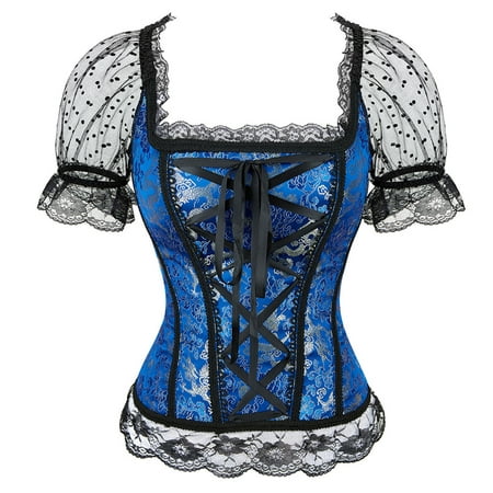

Fanxing Juniors Goth Corsets For Women 2023 Floral Overbust Victorian Corset Bustier Lingerie Top Gothic Shapewear Underwear 2023 Clearance Navy XL