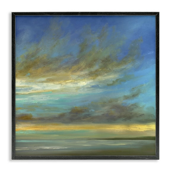 Stupell Industries Curved Sunlit Clouds Black Framed Giclee Art design by Sheila Finch, 12 x 12