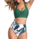 thumbnail image 3 of Trajes de baño para mujer, traje de baño vintage de dos piezas retro halter fruncido cintura alta bikini, 3 of 5