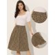 thumbnail image 2 of Falda Acampanada Hasta La Rodilla Con Estampado Floral De Verano Para Mujer Marrón S, 2 of 6