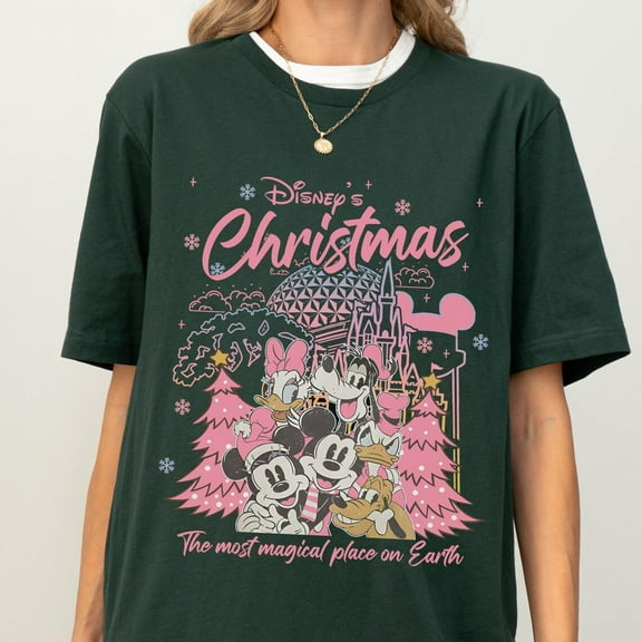 Retro Mickey & Friends Disney Holiday Shirt, Dinsey World Pink Holiday Tshirt, Mickey Very Merry Xmas, Wdw Disneyland Trip, S-5XL Shirt