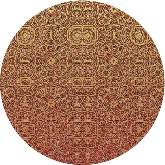 Ahgly Company Machine Washable Indoor Square Transitional Yellow Area Rugs, 3' Square