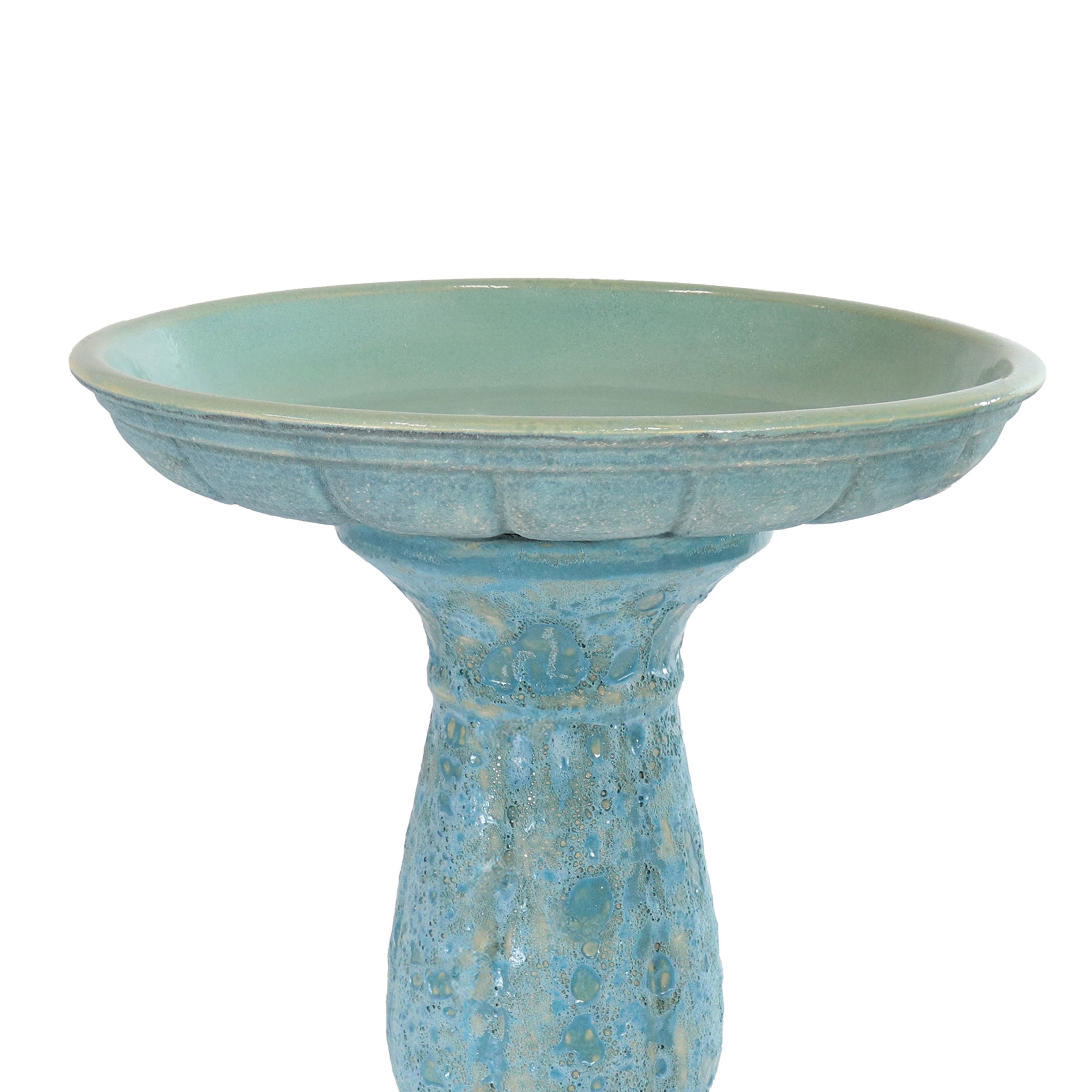 Sunnydaze Avignon Freestanding Ceramic Outdoor Bird Bath, UV-Resistant Blue Lava Finish