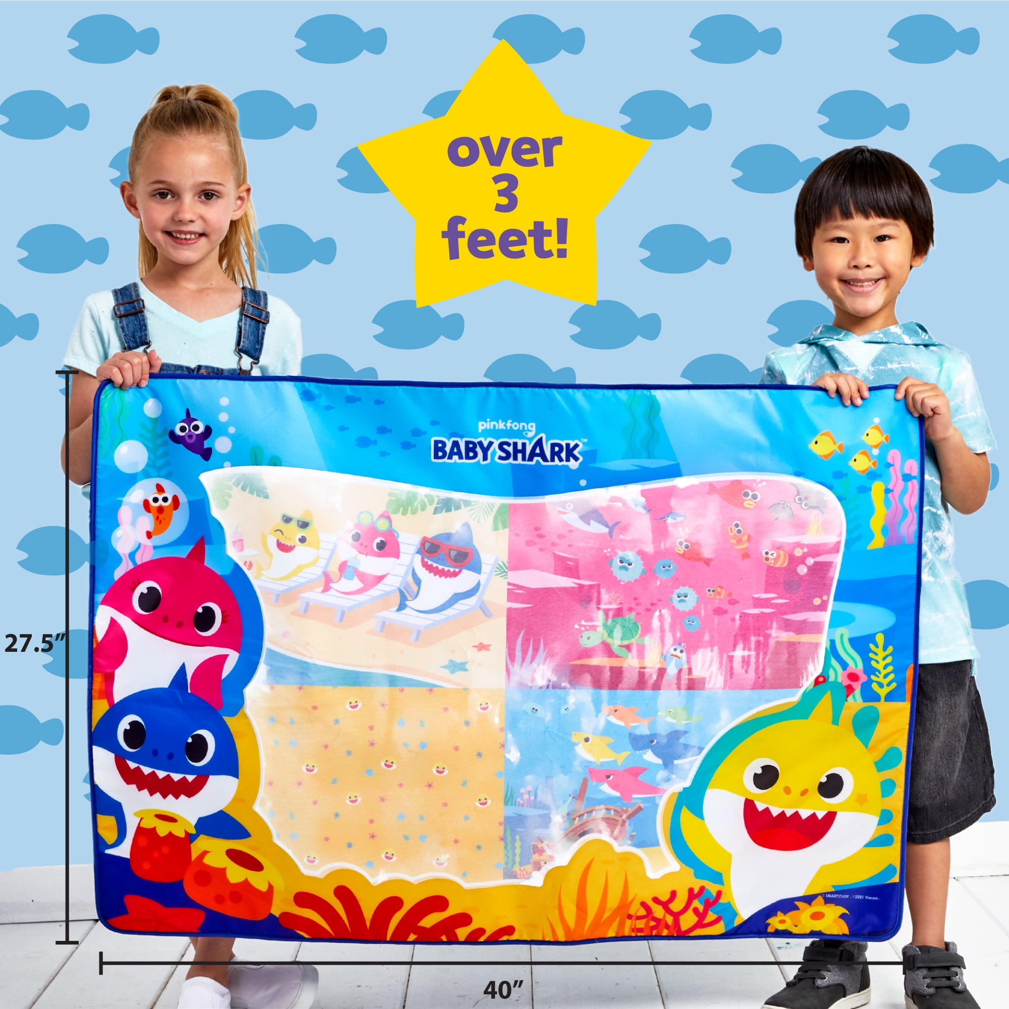 Baby Shark Water Drawing Mat, Mess-Free Water Coloring for Kids and Toddlers Ages 3+