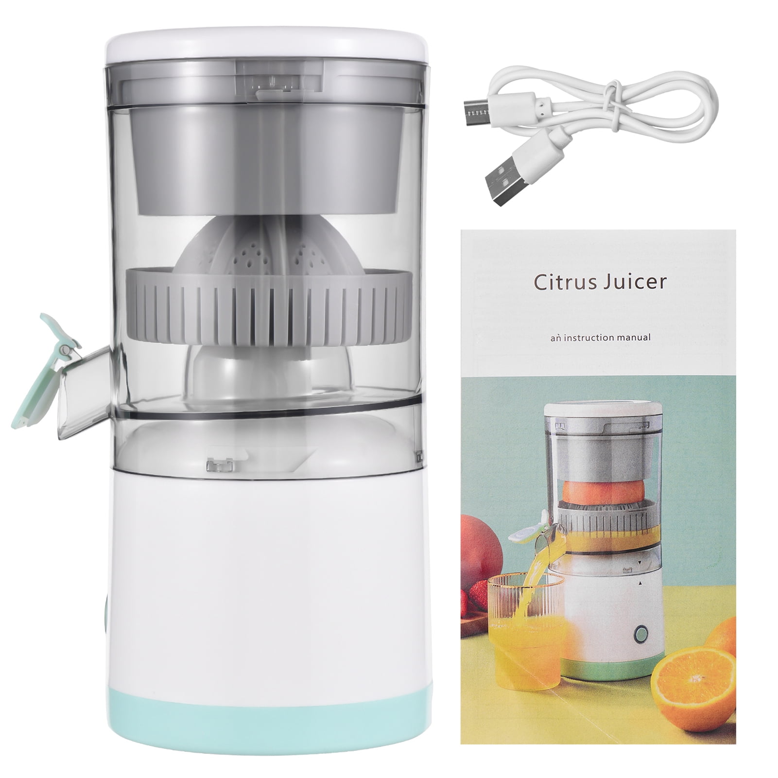 orange juicer squeezer Electric Electric Citrus Juicer Machines with USB and Cleaning Brush Portable Rechargeable Masticating Orange Juicer Lemon Squeezer for Orange Lemon Grapefruit