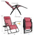 thumbnail image 2 of Costway Lot de 2 Chaises Zéro Gravité Surdimensionnées pour Terrasse, Fauteuils Inclinables Pliants Robustes, Rouge, 2 of 9