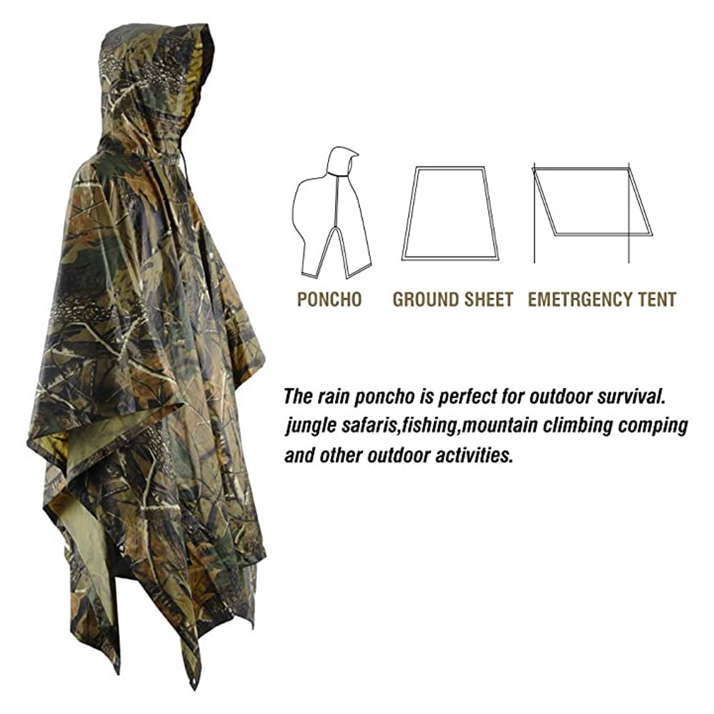 Rain poncho, waterproof camouflage 
