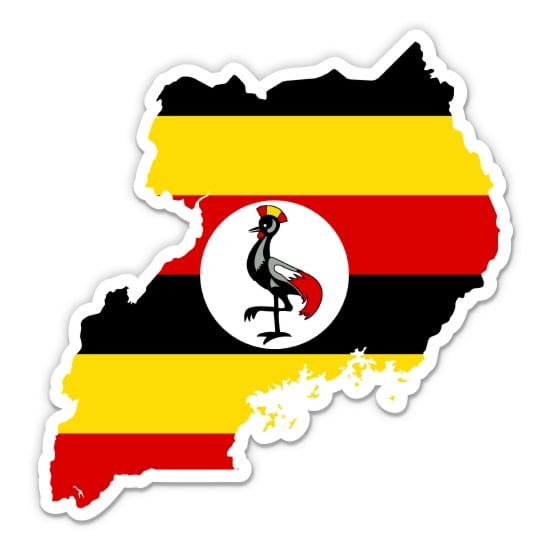 Uganda Flag Country Shape - 3" Vinyl Sticker - For Car Laptop Water Bottle Phone - Waterproof Decal