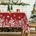 thumbnail image 3 of Horaldaily Christmas Tablecloth 60×120 Inch, Floral Leaf Red Washable Table Cover for Party Picnic Dinner Decor, 3 of 6