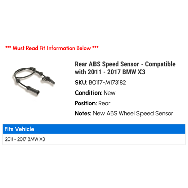 A-Premium ABS Wheel Speed Sensor - Rear Left/Right Fit For BMW X3 X4 2011-2018 Models