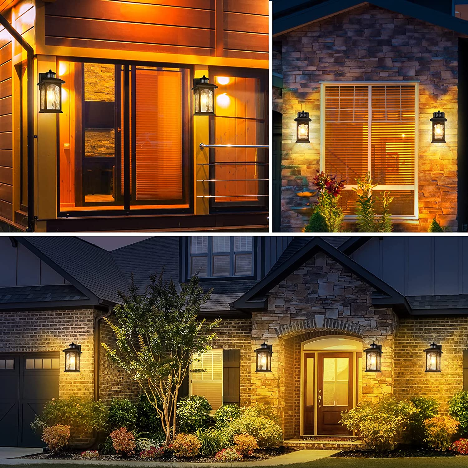 Outdoor Wall Light With Motion Sensor & Dusk To Dawn - Waterproof, Black, Built-in LED For Security