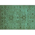 thumbnail image 1 of Ahgly Company Machine Washable Indoor Rectangle Oriental Turquoise Blue Industrial Area Rugs, 2' x 4', 1 of 4