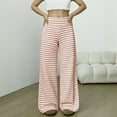 thumbnail image 2 of Telankuip Womens Striped High Waist Wide Leg Long Pants Fall Winter Elastic Waisted Straight Casual Trousers for Women 2025 Fashion Soft Cozy Workout Pants for Daily Wear Beige XXL, 2 of 5