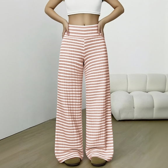 Elastic Waist Palazzo Pants for Women Loose Casual Wide Leg Trousers