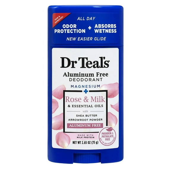 Dr Teals Deodorant Rose & Milk 2.65oz Aluminum-Free (Pack of 3)