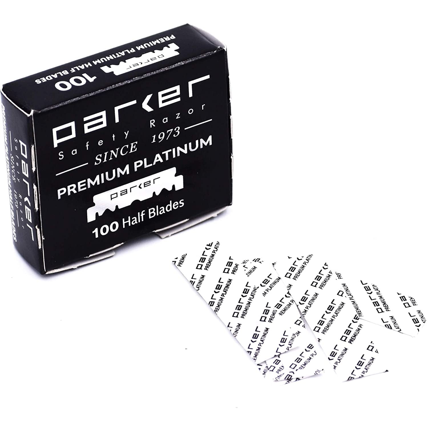 Parker SRW Stainless Steel Straight Edge Barber Razor & 100 Parker Premium Platinum Half Blades