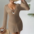 thumbnail image 3 of Camisetas de Manga Larga para las Mujeres Casual Color Sólido Cuello Redondo de Verano Cubierta Blusas para las Mujeres Casual Verano, 3 of 8