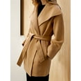 thumbnail image 5 of Elegant Women'S Trench Coat - Solid Color Polyester Knit Fabric with Slight Stretch, Regular Fit, No Padding, Classic Placket Design for Autumn and Winter - Ideal for Christmas and Halloween Gifts, 5 of 5