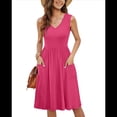 thumbnail image 3 of Vestidos de Verano para Mujer 2025, Informales, Sin Mangas, para Vacaciones en la Playa, Fluidos, Midi, con Bolsillos. Rosa Roja M, 3 of 6