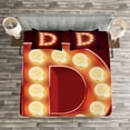 thumbnail image 3 of Ambesonne Letter D Quilted Bedspread Set 3 Pcs, D Electricity, King Size, Vermilion Yellow Black, 3 of 3