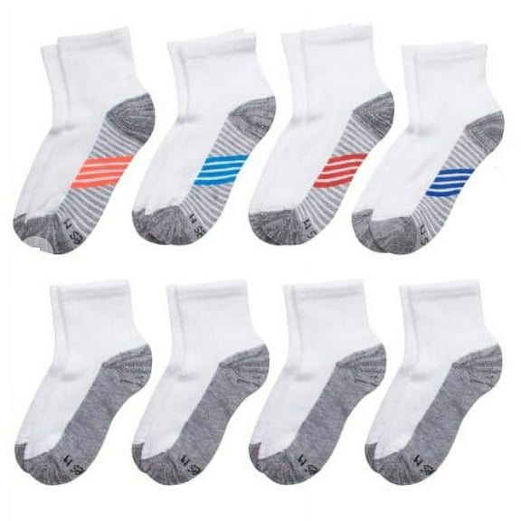 Hanes Platinum Boys' 8 Pack Ankle Socks, Breathable & Cool Comfort Size S