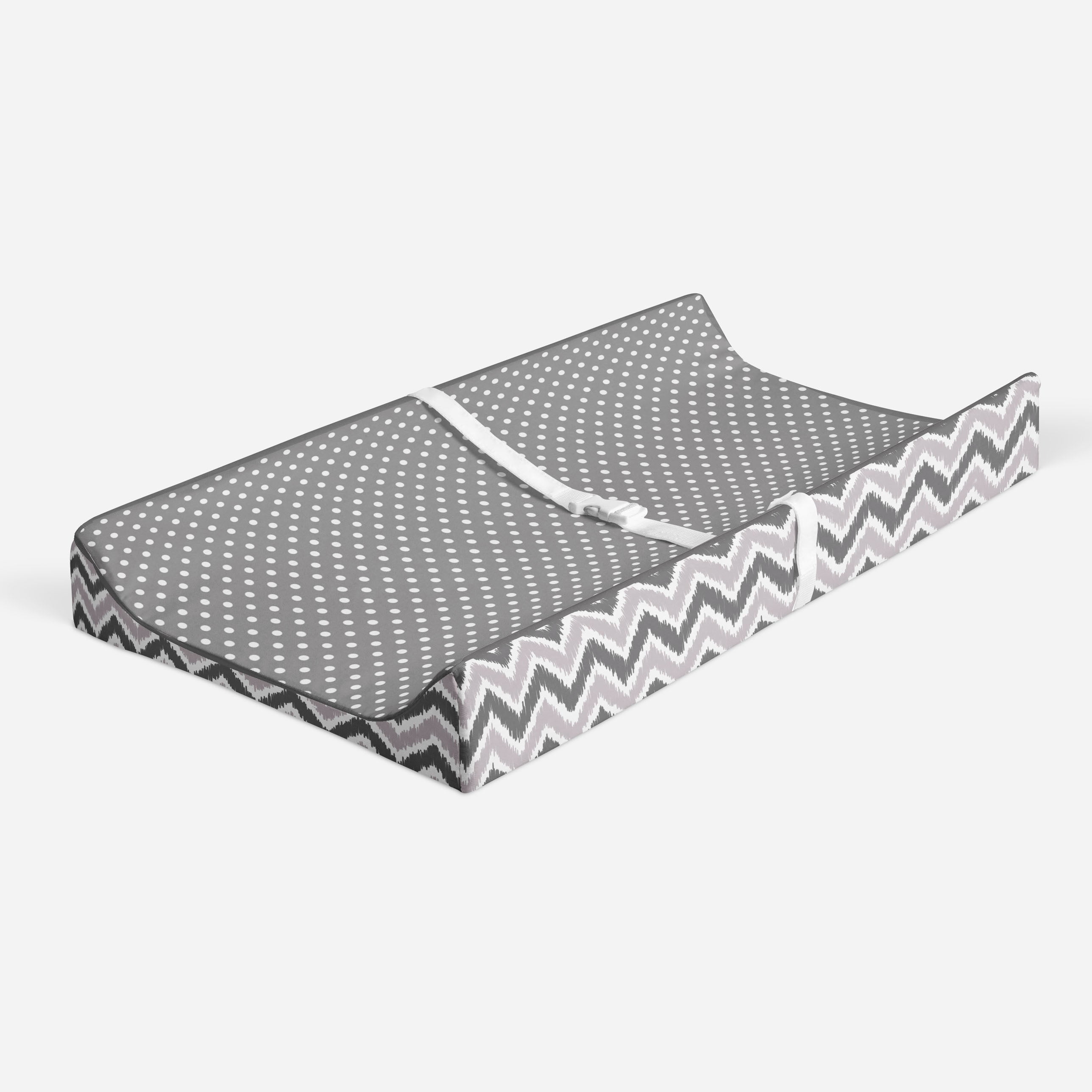 Bacati - Mix N Match Chevron/Dots Gray Neutral Quilted Changing Pad Cover