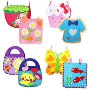 8Pcs First Sewing Kit for Kids DIY Felt Sewing Kit Preschool Educational Toys Kids Craft Felt Kit with Safety Needle Thread and Bag Straps Felt Sewing Craft Kit for Boys Girls Gift