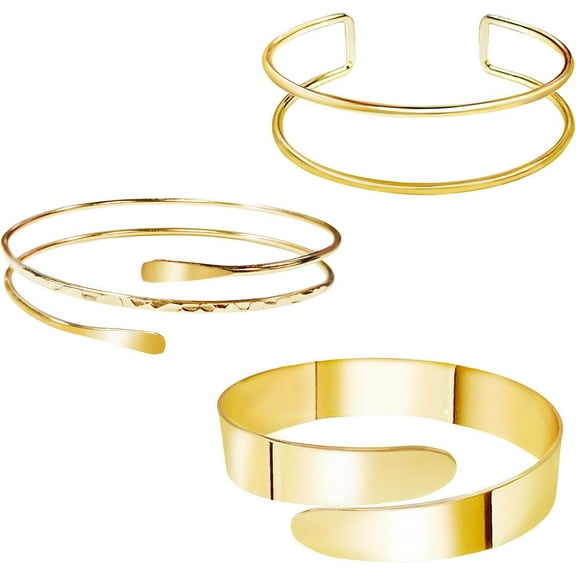 Gold Arm Cuff Bracelets for Women 4 PCS Arm Bracelet Upper Arm Set Gold Plated Boho Arm Bands Bangle Gift Accessories