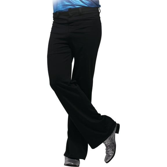 Men's 70s Boogie Disco Fever Flared Black Pants Costume X-Large 36-38