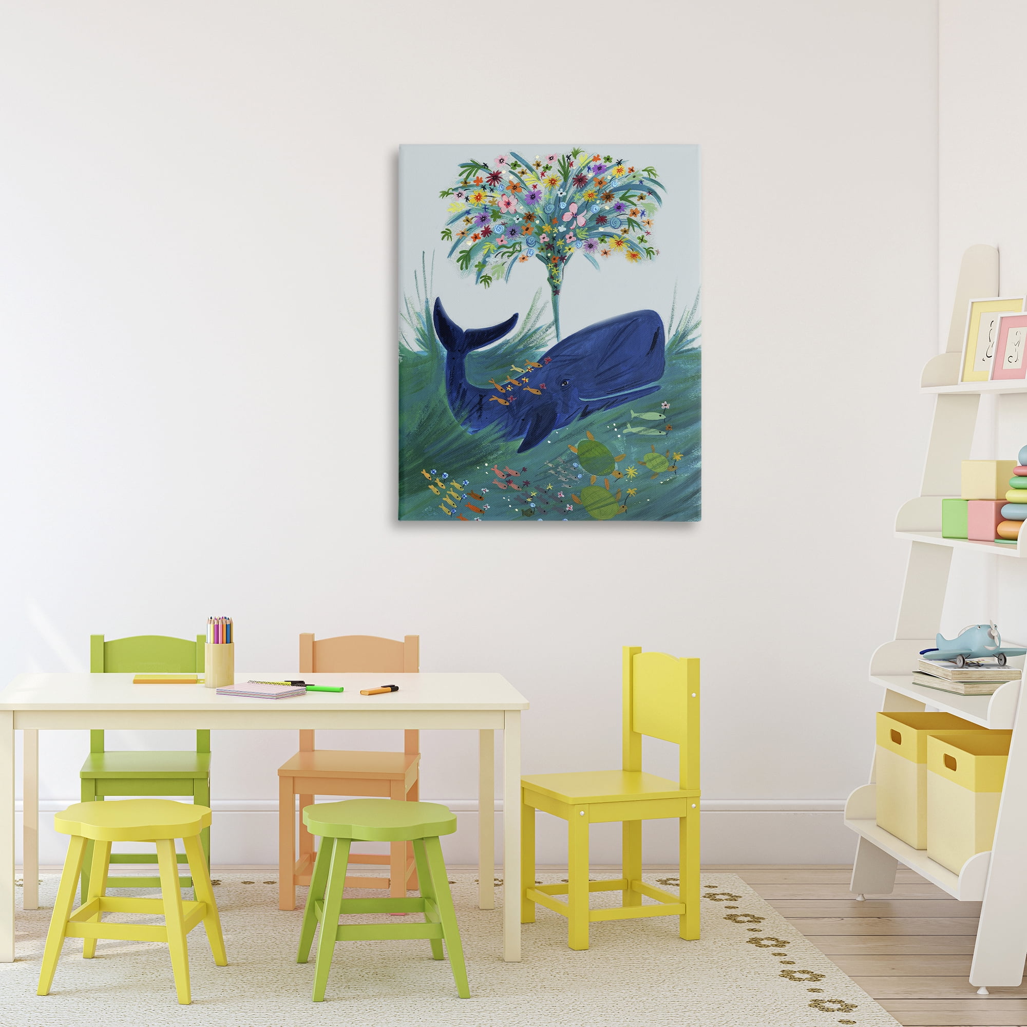 Stupell Industries A Flowery Whale Canvas Wall Art, design by Kay Widdowson