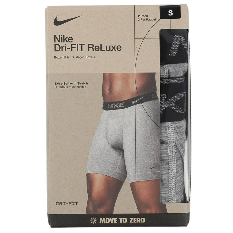 Men's Nike KE1076 Reluxe Boxer Briefs - 2 Pack (Grey Heather S) 