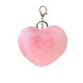thumbnail image 2 of JingChun 1pc Heart Keychain Fluffy Heart Shape Pompoms Keyring Faux Fur Ball Keychain Hanging Pendants Decors for Car Bag Charm, 2 of 6