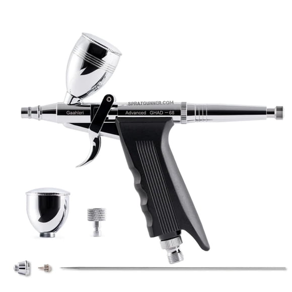 Gaahleri Airbrush Kit, Airbrush Gun Dual Action Gravity Feed Set, 0.38 & 0.5mm Needles, 1/2 & 1/4 OZ Fluid Cup, Multi-Purpose Air Brush Make