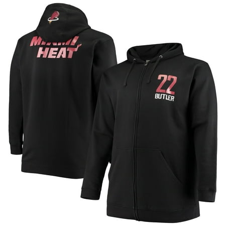 Men's Fanatics Branded Jimmy Butler Black Miami Heat Big & Tall Player Name & Number Full-Zip Hoodie Jacket