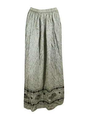 Mogul Womens Long Maxi Skirt Rayon Dancing Gray Vintage Gypsy Chic Summer Style Skirts